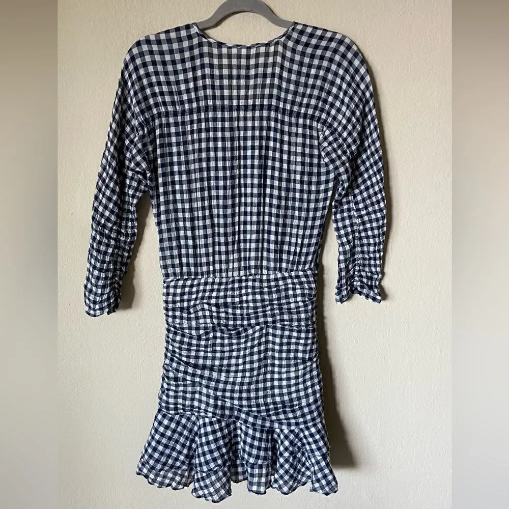 Veronica Beard Campbell Mini Navy Blue Dress Ruched Sleeve Dize 0